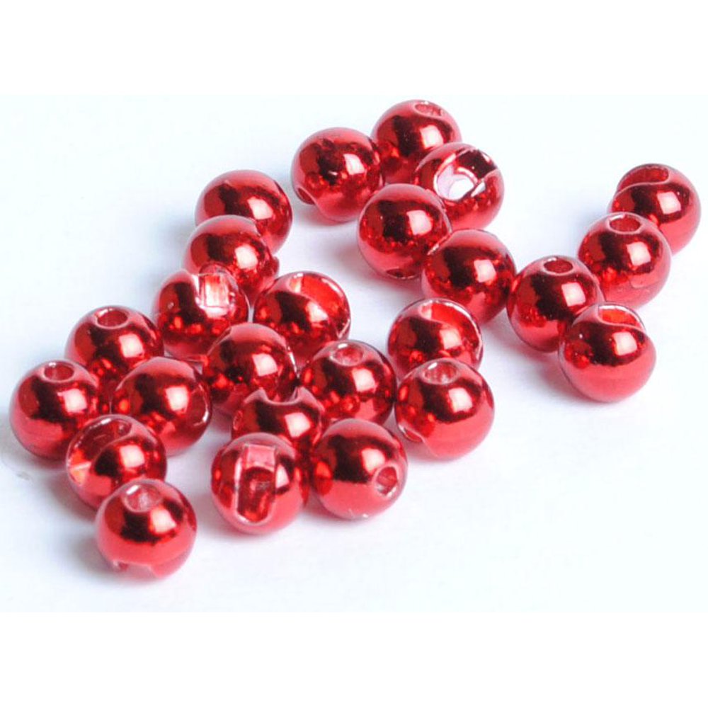 Slotted Tungsten Beads for Fly Tying 100 Pack (Metallic Red, 2.4 mm