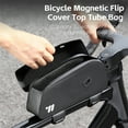 thumbnail image 2 of Waterproof 1L Magnetic Flap Bike Frame Bag - 600D TPU Material, Streamlined Design for Reduced Wind Resistance & Leg Contact, Secure Adhesive Strap/Screw Mounting, 210D Diamond Grid Body with PP, 2 of 6