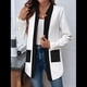 thumbnail image 4 of Chaqueta de Larga con Cuello de Muesca, Color y Negro, para Mujer, Básica, Otoño-Invierno. M, 4 of 9