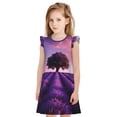 thumbnail image 1 of Fotbe Lavender Field Sunset Vestido de Dormir para Niñas de 3 a 10 Años, Mangas Cortas, Estilo Princesa, Pijama Camisón con Mangas Voladas-Large, 1 of 6