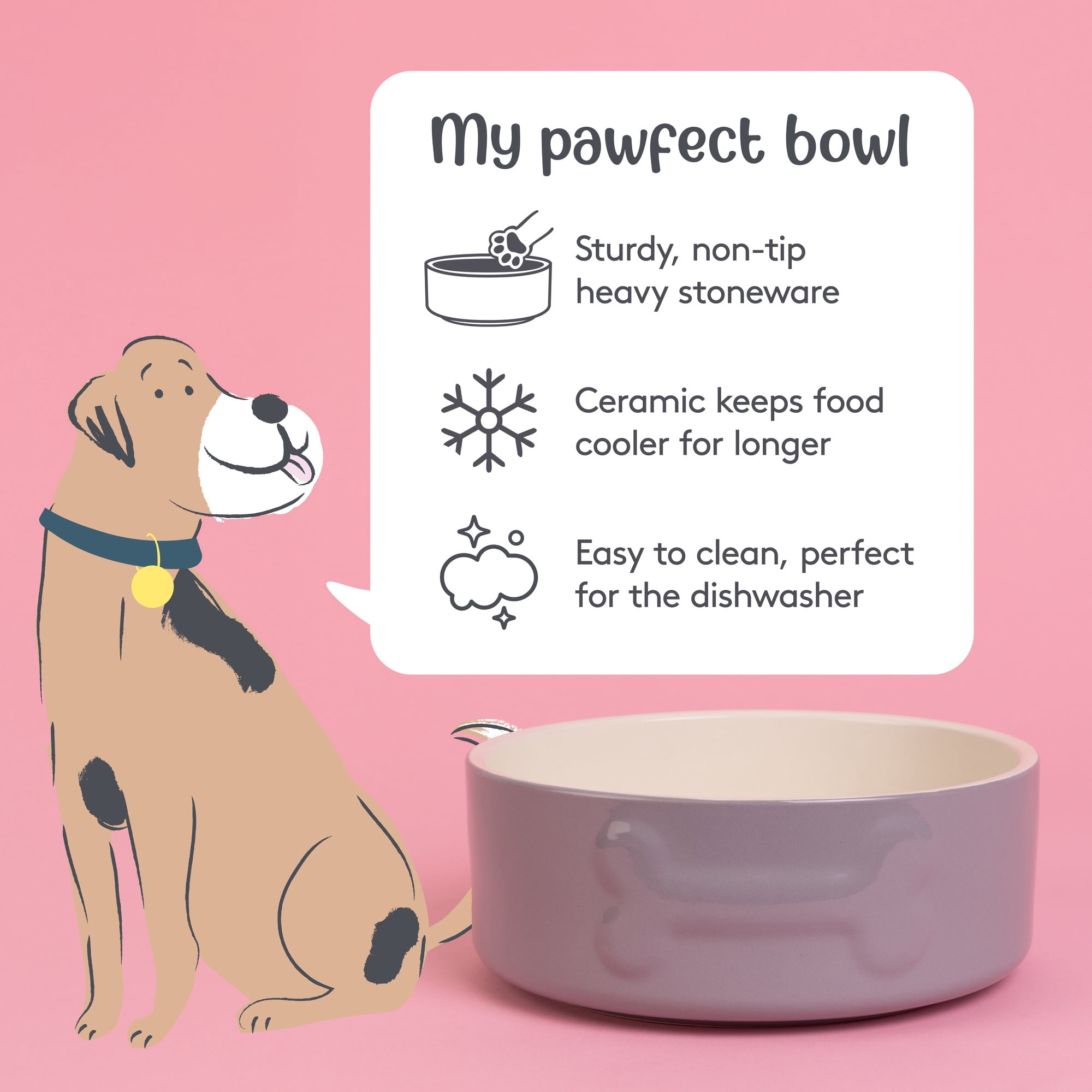 Mason Cash: Embossed Bone Dog Bowl - Gray - 8", 50.7oz - Durable Ceramic Food & Water Dish, Microwave & Dishwasher Safe, Pet Meal Feeding & Hydration
