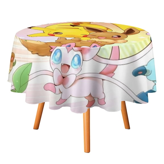 Eevee Aesthetic Evolutions-Theme Round tablecloth has an iconic print, fits most tables, and is easy to care for perfect gifts for fans friends and family.diameter60''(152cm)