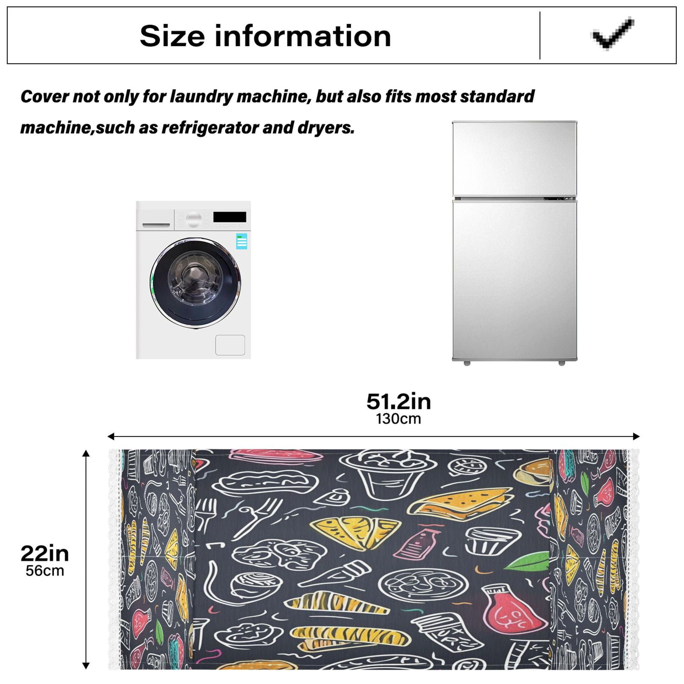 The Pattern Of Coffee DessertWasher and Dryer Covers Dust-Proof and Oil Resistant Fridge Cover with 4 Storage Pockets Washing Machine Top Cover for Laundry Kitchen Home 51.2 x 22 In