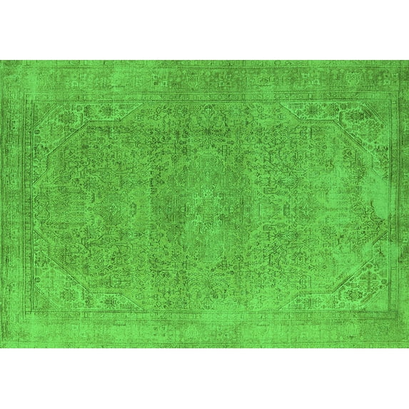 Ahgly Company Indoor Rectangle Oriental Green Industrial Area Rugs, 2' x 4'