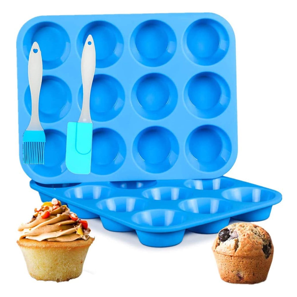 12 Cup Silicone Mold Cake Fondant Chocolate Muffin Tray Baking Candy Soap Mould 