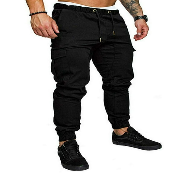 Men‘s Slim Fit Cargo Pants Casual Long Trousers Pencil Jogger Sweatpants with Pockets