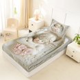 thumbnail image 4 of jejeloiu Pink Rose Flower Twin Sheet Sets,White Angle Bedding For Kids 3-Piece, 4 of 6