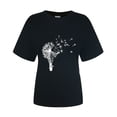 thumbnail image 3 of Hauts d'Été pour Femmes 2022 Manches Courtes Imprimé Mode Décontracté T-Shirts Tunique Col Rond Ample Blouses d'Entraînement, 3 of 3
