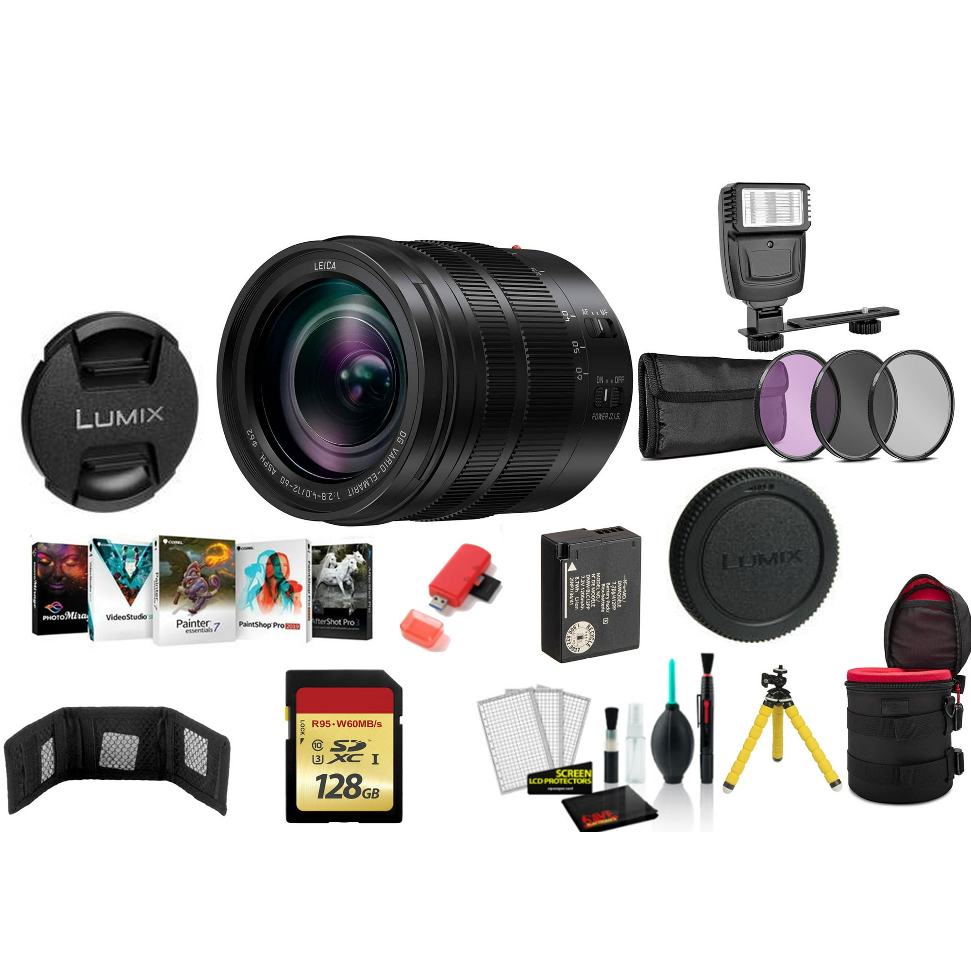 Panasonic Leica DG Vario-Elmarit 12-60mm f/2.8-4 ASPH. POWER O.I.S. Lens  Micro Four Thirds H-ES12060 - Bundle with 128G Memory Card + DMW-BLC12 ...