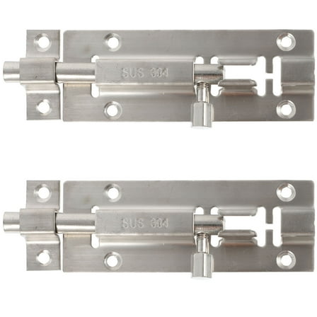 ULTNICE 2Pack Silver Slide Lock for Door Rectangular Shape Home Security Stainless Steel