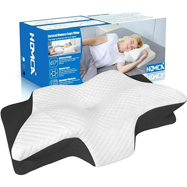 HOMCA TheraFlex Memory Foam Neck and Shoulder Support Pillow - Ergonomic Design, Premium Memory Foam, Spinal Alignment (1 Count)