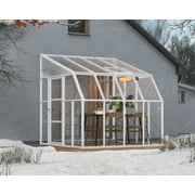 Palram - Canopia Sun Room 8 x 8 Polycarbonate Walk-In Greenhouse - White - with Roof Vent