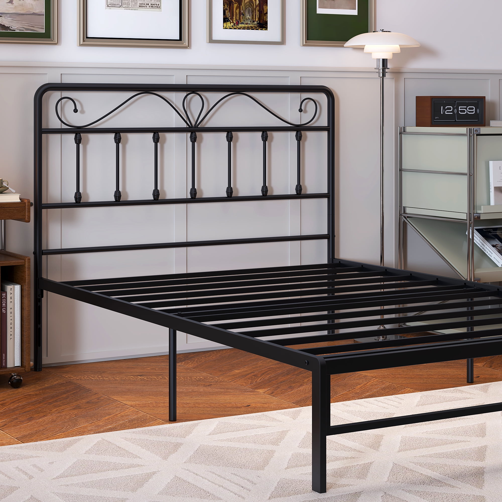 Yoneston Alden Designed Metal Full Size Vintage Headboard with Height Adjustable for Bed Frame, Black