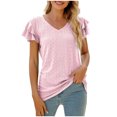 thumbnail image 2 of Fesfesfes Tshirt Fashion Women Short Sleeve Comfortable Breathable V-Neck Blouses Shirt Tops Workout Shirt L(US:8), 2 of 7
