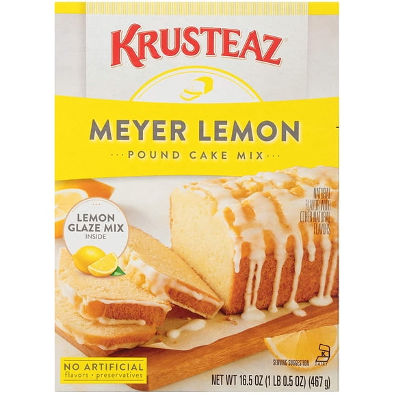 Krusteaz Meyer Lemon Pound Cake and Glaze Mix, 16.5 oz Box