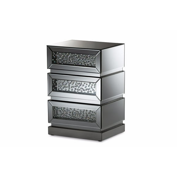 Baxton Studio Sabrina Hollywood Regency Glamour Style Mirrored 3-Drawer Nightstand