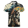 thumbnail image 4 of Indian Devil Skull Men Zipper T-shirt Summer Casual Short Sleeve T-shirt Top, 4 of 7