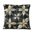 thumbnail image 3 of Designart "Dimensional Black and Gold Marble Mosaic with Flowers" Geometric Printed Throw Pillow, 3 of 5