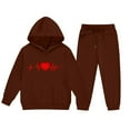 thumbnail image 5 of xaoyunyn 2 Piece Tracksuit Outfits for Girl Solid Color Heart Print Sweatshirt Long Jogger Pants Set with Pockets 2-13 Years, 5 of 5