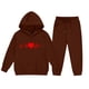 thumbnail image 5 of Conjunto de sudadera con capucha de manga larga para niños con estampado en forma de corazón y pantalones deportivos con lazo en las piernas, conjunto deportivo informal de dos piezas para niños, poli, 5 of 5