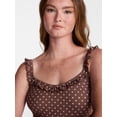 thumbnail image 4 of No Boundaries Ruffle Neck Sleep Romper, Women's XS-XXL, 4 of 5