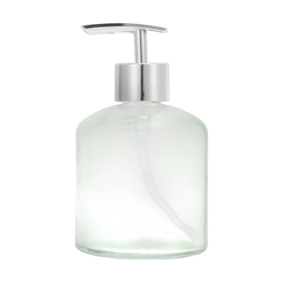Unique Bargains 1 Pc Reusable Cylinder Glossy Soap Dispenser 11.84oz Clear Silver Tone