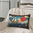 thumbnail image 5 of Lsque Whimsical Sailboat Ocean Art Pattern Pillow Case – Soft & Cozy Throw Pillow Cover, Hypoallergenic Cushion Case for Sleeping Women with Envelope Closure-14"x20", 5 of 6