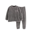 thumbnail image 2 of Swuxness Kids 2-Piece Suits Long Sleeve Solid Pocket Tops with Pants Fall Winter Thick Homewear, 2 of 3