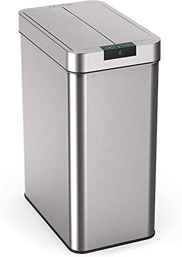 13 Gal Trash Can Motion Sensor Stainless Steel Kitchen Garbage Hands Free Lid 