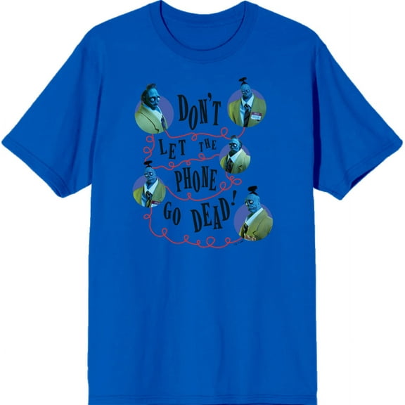 Beetlejuice Beetlejuice Don't Let The Phone Go Dead Blue Men's Crew Neck Short Sleeve Tee-3XL