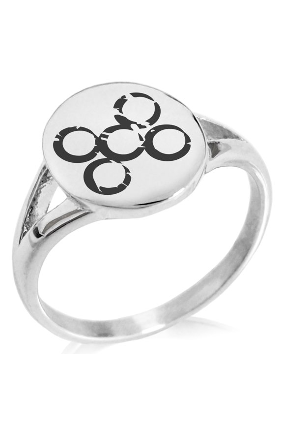 Stainless Steel Ancient Tribal Loyalty Rune Minimalist Oval Top Polished Statement Signet Ring