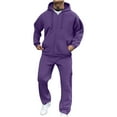 thumbnail image 2 of Men's Two-Piece Hooded Pullover and Elastic Waist Jogger Set, Solid Color Tracksuit for Lounge, Sportswear, and Casual Outings, Limited Time Offer, 2 of 6