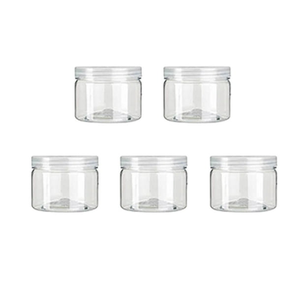 5 contenedores de almacenamiento vacíos de plástico PET con tapas, para cremas, lociones, ungüentos, alimentos, maquillaje, etc.