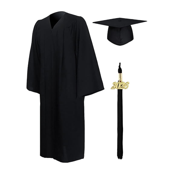2026 Graduation Cap and Gown Set with Tassel Unisex Matte Graduation Gown for High School and College Commencement Ceremony