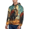 thumbnail image 2 of KLL Western Desert Cactus Bald Eagle Print Mens Hoodie Long Sleeve Casual Pullover Hooded Sweatshirt Fashion Drawstring Hoodies with Pocket-3X-Large, 2 of 6