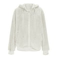 thumbnail image 6 of Womens Fleece Jacket Fall Winter Oversized Lightweight Zip Up Hooded Fuzzy Casual Coats With Pockets Outerwear, 6 of 7