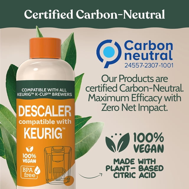 Roobi Keurig Compatible Descaling Solution & Cleaner. Specially Formulated for Keurig Descaling & Cleaning. 2 Uses per Bottle 2 Pack. Carbon Neutral Keurig Descaling Kit.