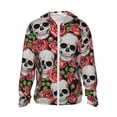 thumbnail image 2 of Uemuo Skull and Roses Pattern Women's Full Zip UPF 50+ Sun Protection Hoodie Jacket Long Sleeve Sun Shirt Hiking Outdoor Performance with Pockets-Small, 2 of 9