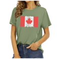 thumbnail image 1 of Boxy T-Shirt Femme Drapeau du Canada Graphique T-Shirt Feuille d'Érable Canadienne Manches Courtes Tee-Shirt Patriotique Femme Vert Armée TG, 1 of 4