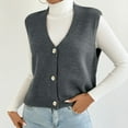thumbnail image 6 of UAMVSH Women Knit V-Neck Cropped Sweater Vest Lightweight Fall Sleeveless Button down Casual Cardigan Baggy Work Daily Jackets(Medium,Gray), 6 of 7