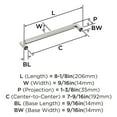 thumbnail image 5 of Amerock Ballard 7-9/16 inch (192mm) Center-to-Center Polished Nickel Cabinet Pull, 5 of 6