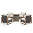 thumbnail image 2 of PARKWELL 5 Piece Patio Fire Pit Sets,All-Weather Conversation Set with 4 Wicker Lounge Chairs and 30" Fire Pit Table,Outdoor Patio Seating Furniture Set for Backyard Gatherings, Brown/Beige, 2 of 11