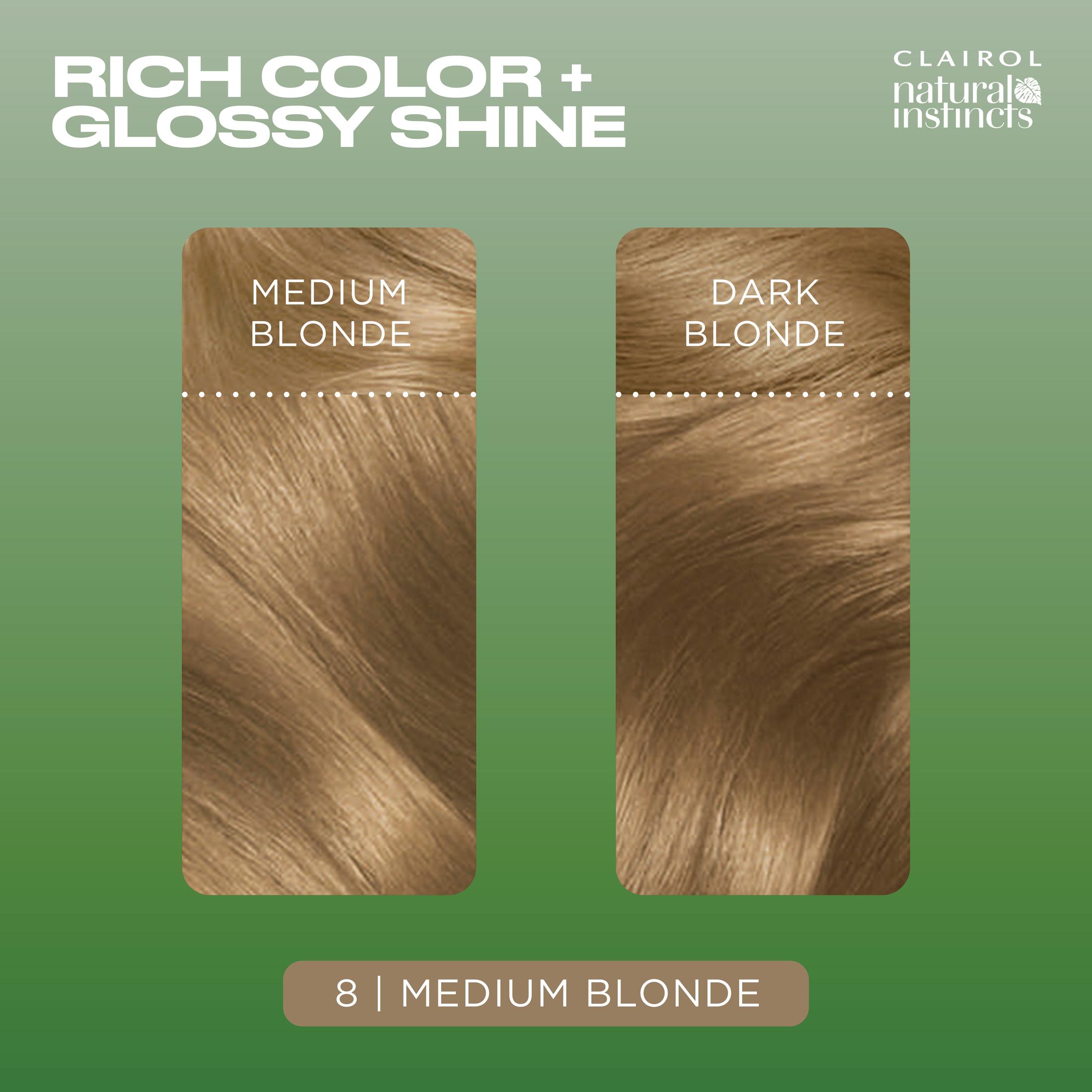 Clairol Natural Instincts Demi-Permanent Hair Color Creme, 8 Medium Blonde, Hair Dye, 1 Application