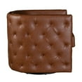 thumbnail image 4 of JERFIT Brown Faux Leather Swivel Barrel Chair with Tufted Back and Nailhead Trim for Living Room, 4 of 9