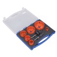thumbnail image 3 of Abridor de agujeros, 8 Uds., Kit de sierra perforadora, herramientas de corte HSS de baja resistencia a la perforación con caja de almacenamiento para plástico, madera, Metal, naranja, 3 of 8