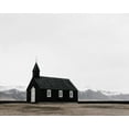 thumbnail image 2 of Straatsma, Leah 14x12 Black Ornate Wood Framed with Double Matting Museum Art Print Titled - Chruch and Mountains, 2 of 4