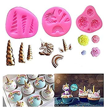 Mini Unicorn Mold Silicone Horn Ears Flower And Rainbow Mold Silicone Unicorn Horn Ears Flower