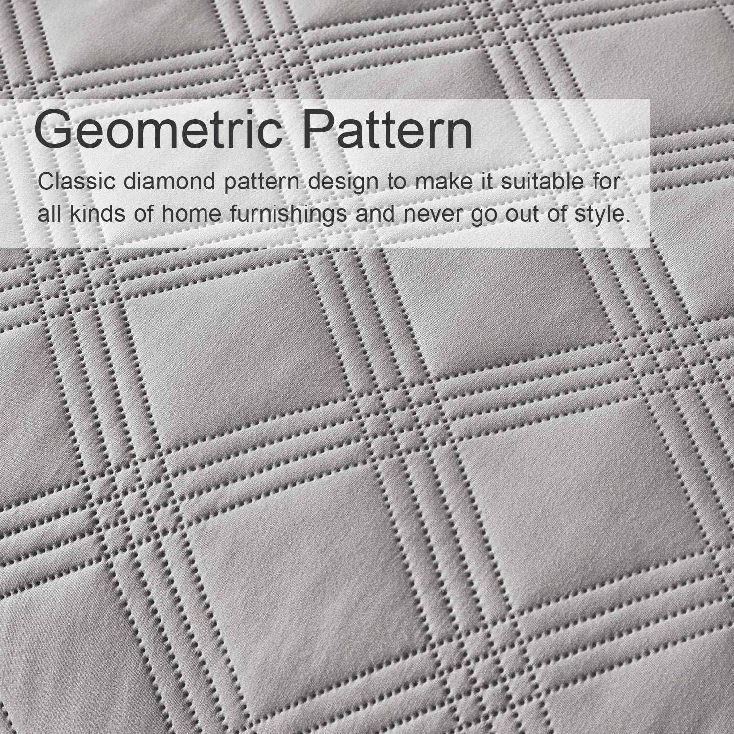 Davulos 3-Piece Thin Quilt King Size Gray Lightweight Bedding Quilt Sets Summer Bedspread Coverlet with 2 Pillow Shams