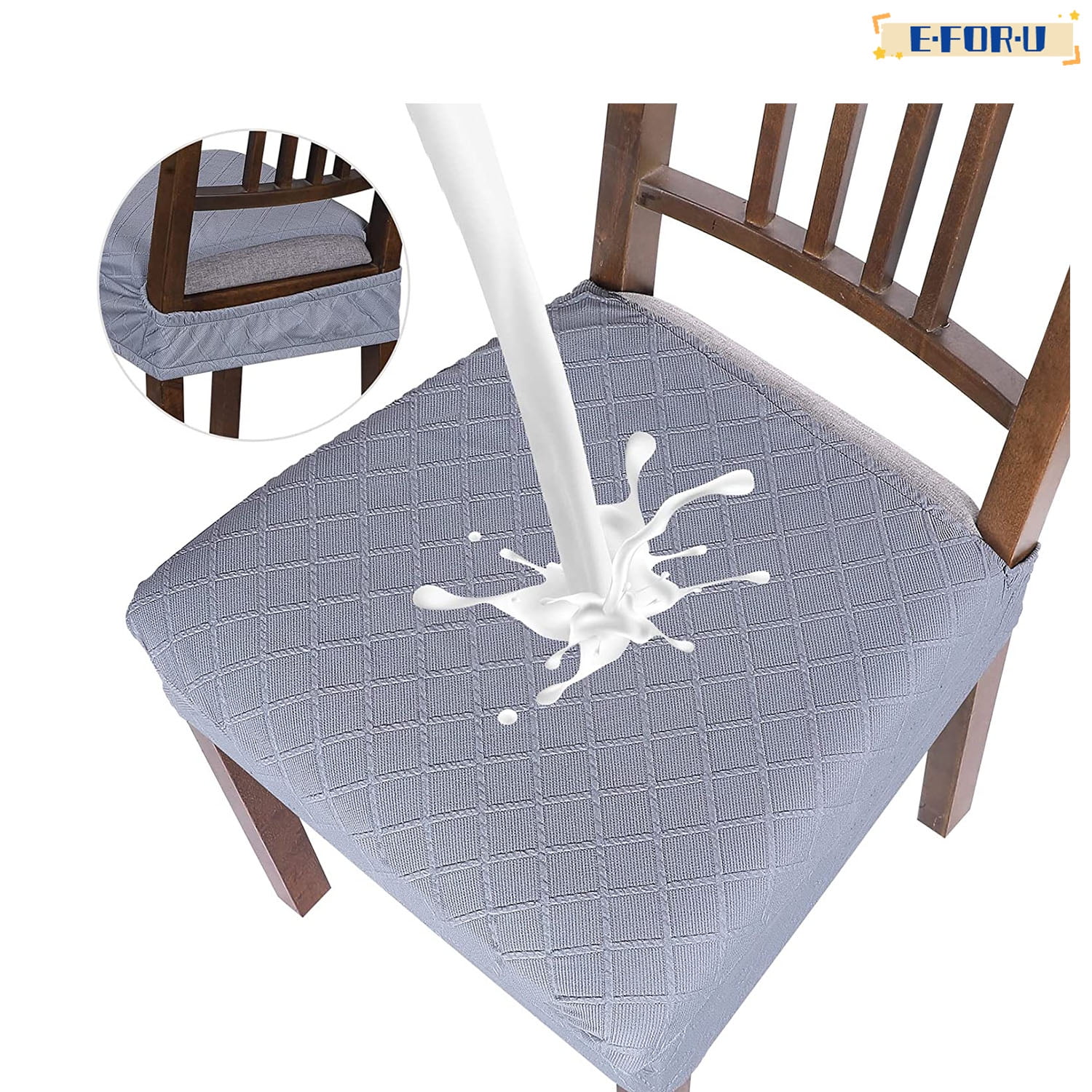 Stretch Waterproof Dining Chair Seat Covers Set of 6, Jarquard