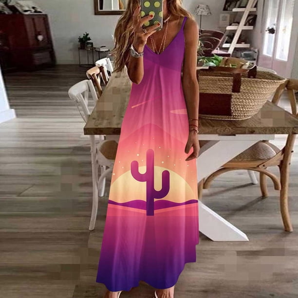 Puntoco Vestidos Mujer Verano Moda Mujer Primavera/Verano Tirante Sin Espalda Vestido Impreso
